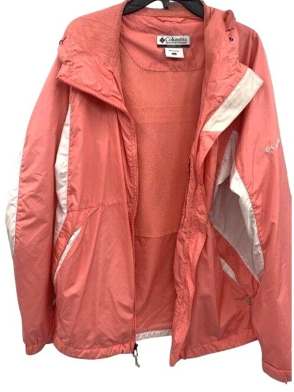 Columbia Women's Coral & White Hooded Lightweight Jacket Size L